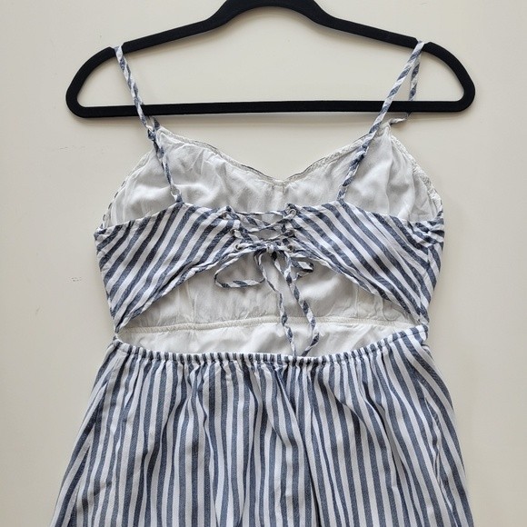 Mustard Seed | Striped Hi-Low Midi Slip Dress Blue White Size M - Picture 6 of 11